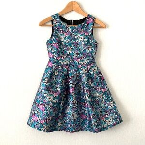 Girls Floral Metallic Party Dress Size 10